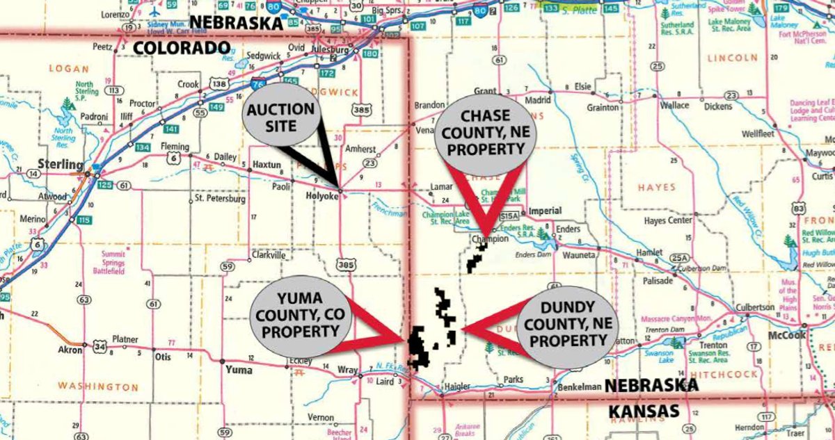 Area map - AUCTION CANCELLED - GRASSLAND AUCTION - 4,217+/- ACRES OFFERED IN 2 TRACTS IN CHASE COUNTY, NE